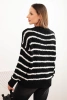 Sweter damski w paski z wełną o luźnym kroju czarny