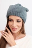 Women's winter hat with ears and ribbed knit K440 dark gray