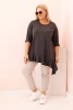 Dámská blůza Plus Size s bavlnou, kapsou a ohrnutým rukávem kiwi