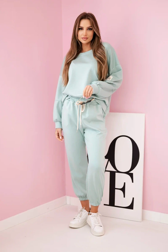 Viskose-Set Sweatshirt + Hose dunkles Mint