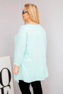 Dámská bavlněná blůza Plus Size s asymetrickým spodním lemem a výřezy mátová