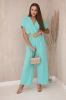 Overalls with a decorative belt at the waist light mint