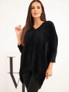 Sweter damski Plus Size z dekoltem V czarny