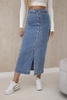 Long skirt with buttons light denim
