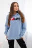 Isoliertes Baumwoll-Sweatshirt mit Kapuze Love blau