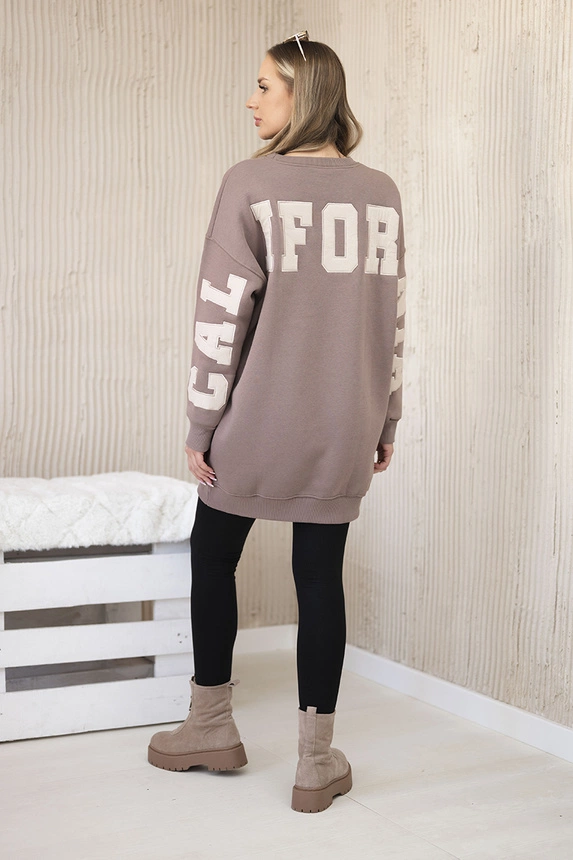 Insulated sweatshirt with California inscription mocca