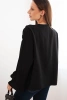 Women's viscose blouse with frills and long sleeves black