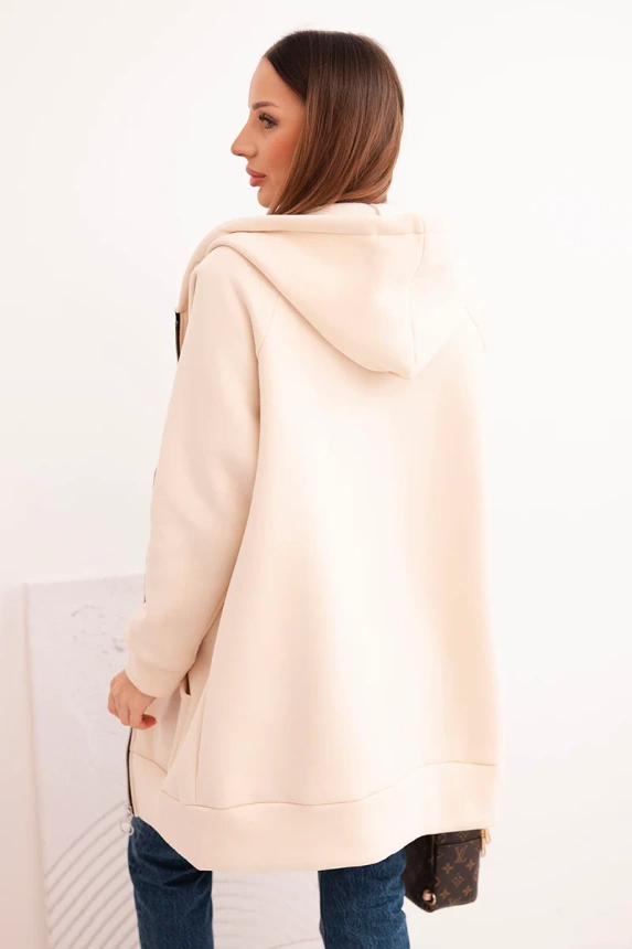 Damen Hoodie mit Kapuze und Reißverschluss beige