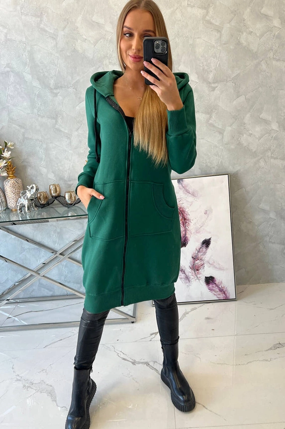 Isoliertes Sweatshirt mit langer Kapuze dunkelgrün