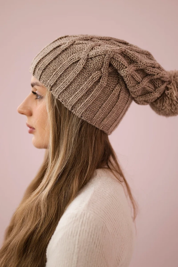 Cap with fleece Milano K203 dark beige