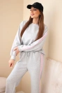 Women's butter-soft viscose set with side stripes gray