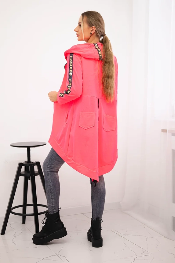 Sweatshirt with zip at the back pink neon