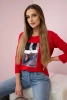 3D Grafik Bluse mit Zirkonia rot