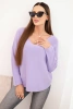 Women's sweater with viscose and V-neck light purple