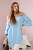 Spanish blouse with frills on the sleeve blue