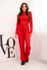 Women's viscose set with a blouse and wide pants red