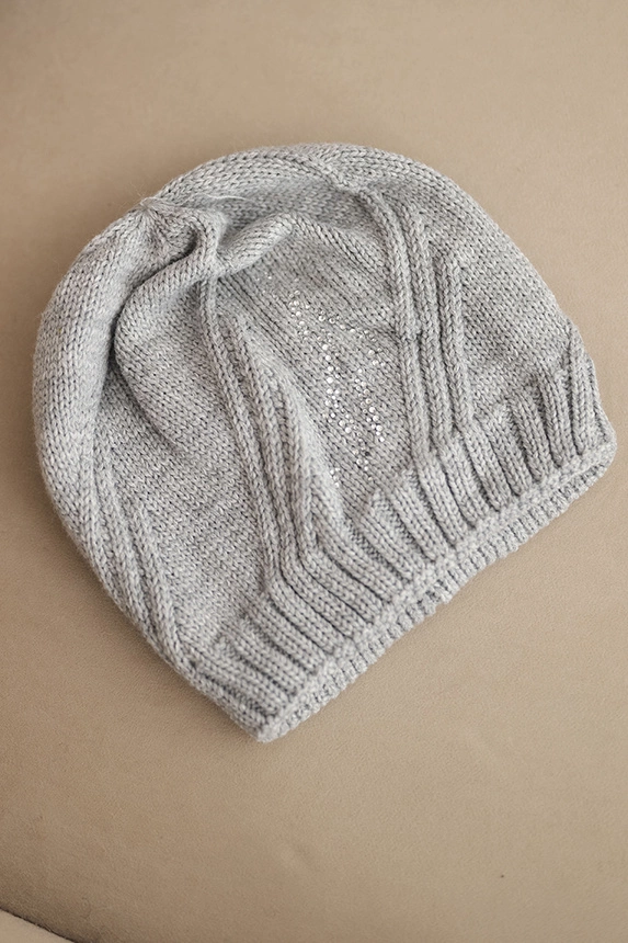 Women's winter hat with wool in a loose fit K442 gray
