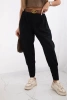 Pants with belt and pockets buttery-fabric black