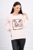 Blouse with graphics 3D and decorative pom pom powdered pink