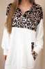 Velor dress with a leopard pattern ecru