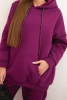 Women's insulated cotton tracksuit with a hood dark purple