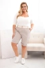 Damen Baumwoll-Shorts in Plus Size mit Gürtel Dunkelbeige