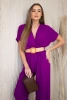 Overalls with a decorative belt at the waist dark purple