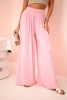 Women's wide viscose trousers with elastic waistband light pink