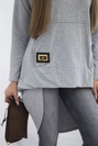 Langer Rücken Sweatshirt mit Kapuze grau