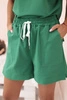 Women's punto set with short sleeves and shorts green