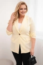 Dámská blazer z viskózy Plus Size s dlouhým rukávem a límcem citronová