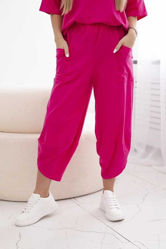 Cotton set blouse + trousers fuchsia