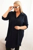 Dámska košelová sukňa Plus Size s dlhším zadným dielom a ohrnutým rukávom granátová