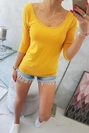 Senfgelbe Bluse mit Rundhalsausschnitt