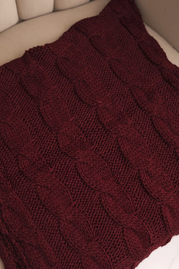 Damen Wollschal gestrickt weich und warm KN23 bordaux