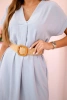 Dress with a decorative belt grey