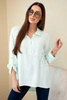 Women's viscose blouse with a collar and rhinestone print mint