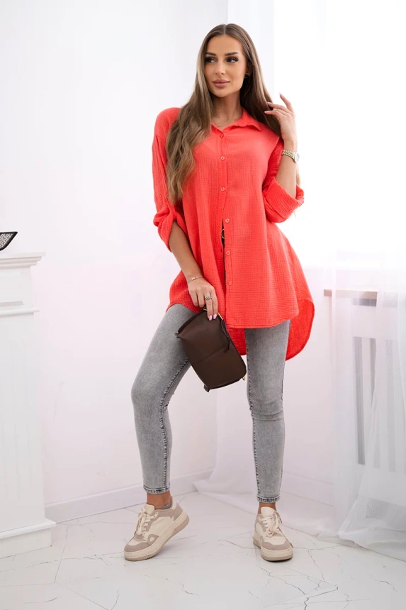 Medvilniniai muslino marškiniai avietė