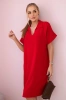 Kleid mit V-Ausschnitt und Kragen rot