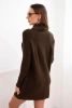Women's dress made of viscose knit with a wide collar brown