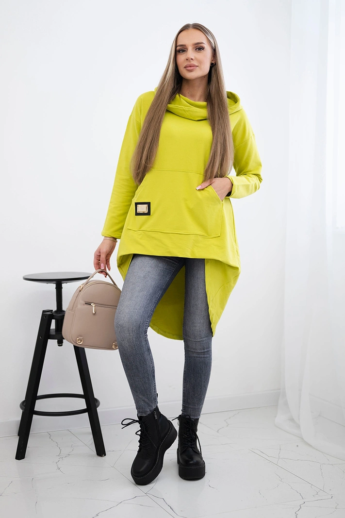 Kapuzenpulli mit langem Rücken und Kiwi-Kapuze