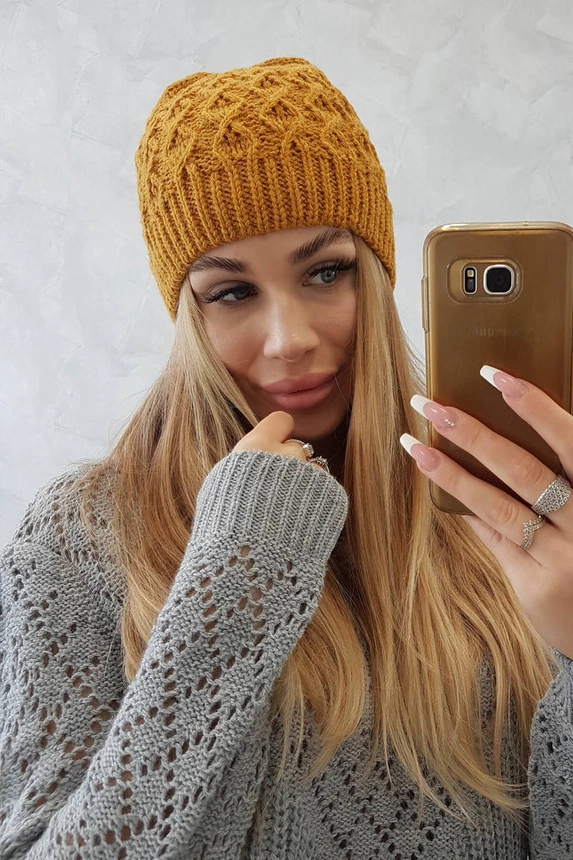 Cap with fleece Roma K224 mustard