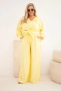Plus Size women's set with shirt and wide-leg trousers yellow