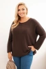 Plus size women's sweater with a boat neckline brown