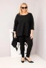 Dámská tunika Plus Size bavlněná s asymetrickým střihem černá