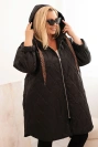 Kurtka damska Plus Size pikowana z kapturem i napisem HOPE czarna