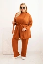 Dámsky komplet Plus Size 3-dielny camelový
