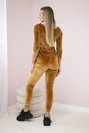 Velor set with ruffles at the back camel