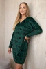 Velvet dress with a decorative pattern green + black