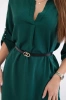 Dress with longer back and belt dark green